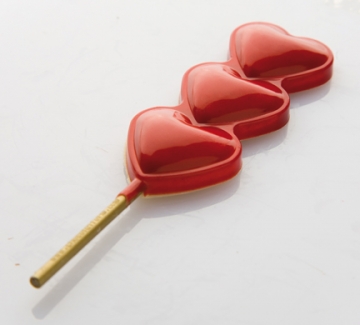 Chocolat Form Triple Heart Lollipop Polycarbonate Chocolate Mould